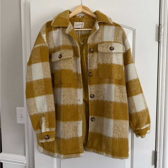Yellow and Cream Plaid Jacket looking for a home!  Perfect for fall weather! - Picture 1 of 3
